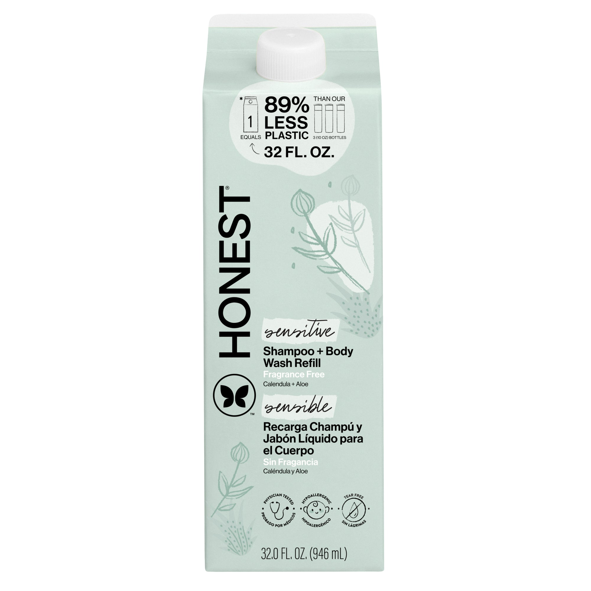 Shampoo Body Wash, Carton Refill, Sensitive