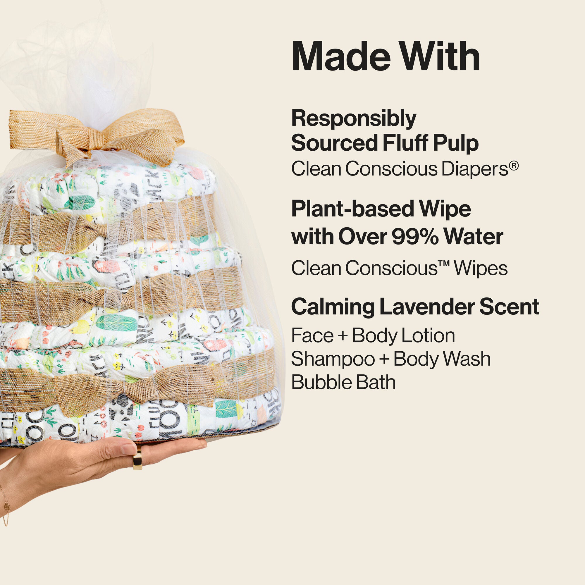 Diaper Cake, Rose Blossoms, Deluxe - Image 4